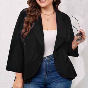 Macy's Black One-Button Blazer Jacket Cardigan
